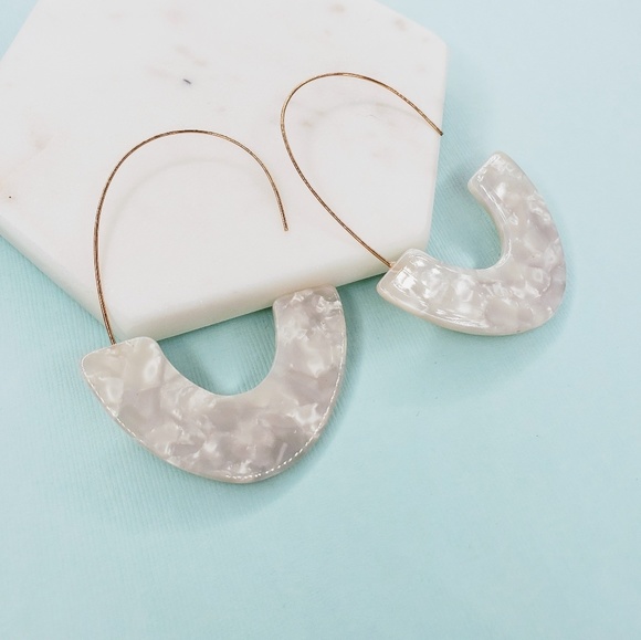Jewelry - 5 for $25 White Acrylic Hoop Resin Earrings